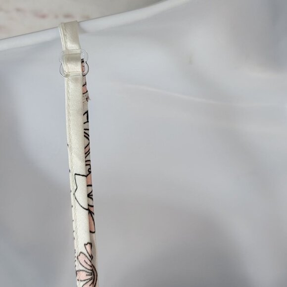 Morgan Taylor Satin Chemise White Pink Medium Lace Lingerie Adj Floral Nightie - Picture 4 of 8